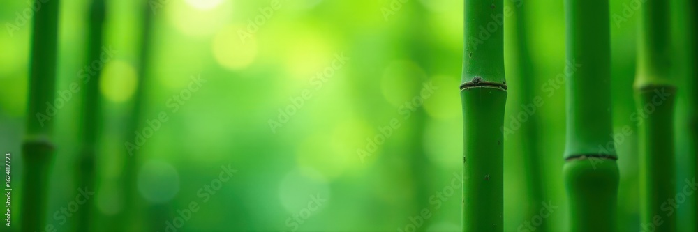 Fototapeta premium Close-up of slender bamboo culms, bokeh effect, stock, spring