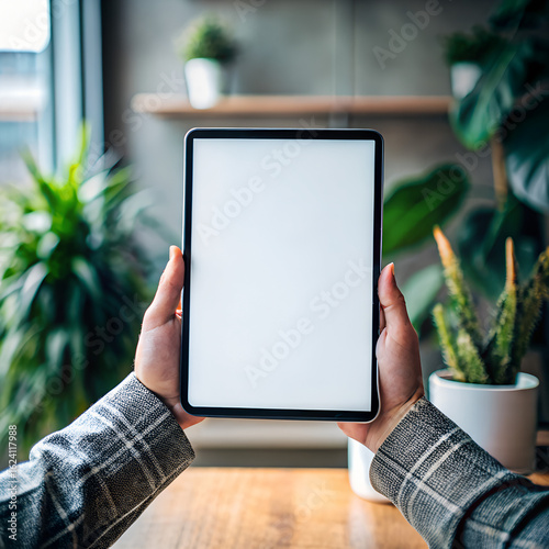 Tab mockup, holding a tab in a hand mockup