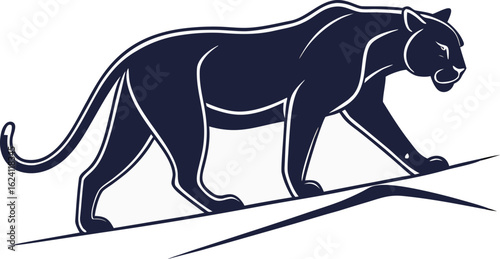 "Stylized Panther Illustrations in Motion: Silhouettes and Detailed Forms"