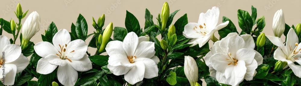 Lily gardenia by flower crown concept. Beautiful white gardenias blooming against a soft background. Lily gardenia by flower crown concept. Beautiful white gardenias blooming against a soft background.