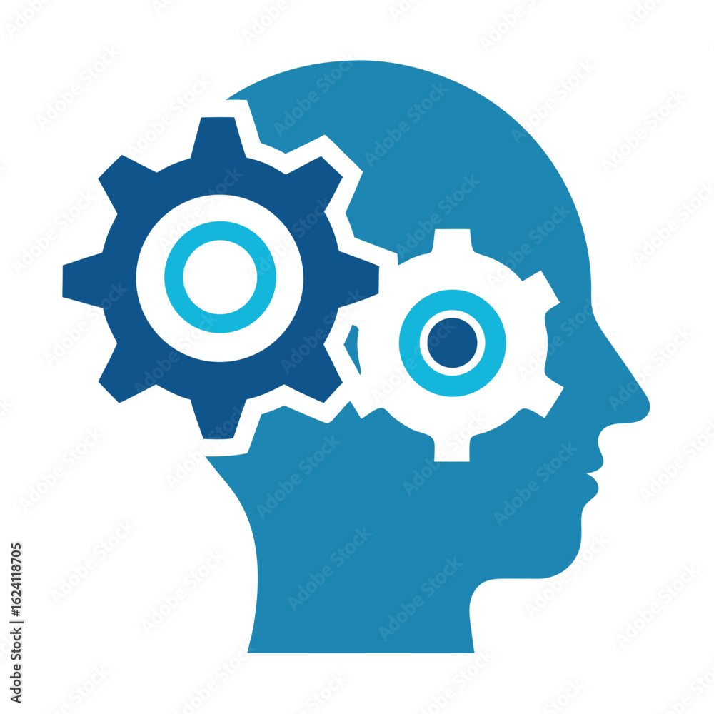 Gears in the Mind silhouette vector illustration Gears in the Mind silhouette vector illustration