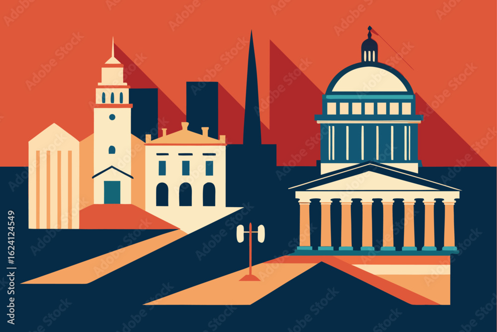 Fototapeta premium historic district map highlighting neoclassical st.eps