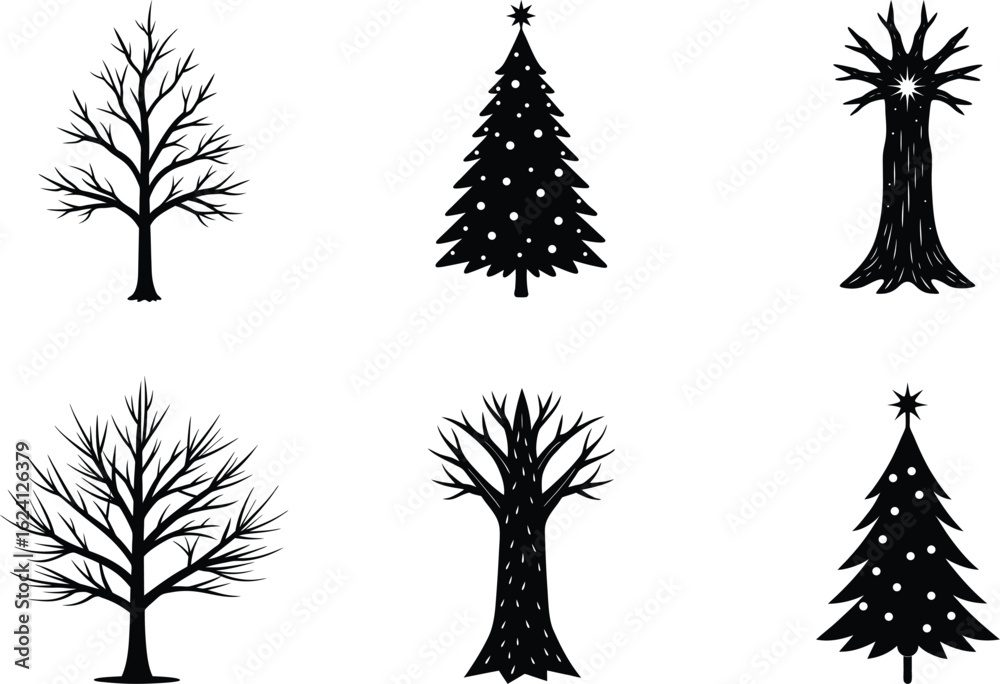 Fototapeta premium Ever glow Tree Vector Illustration on White Background