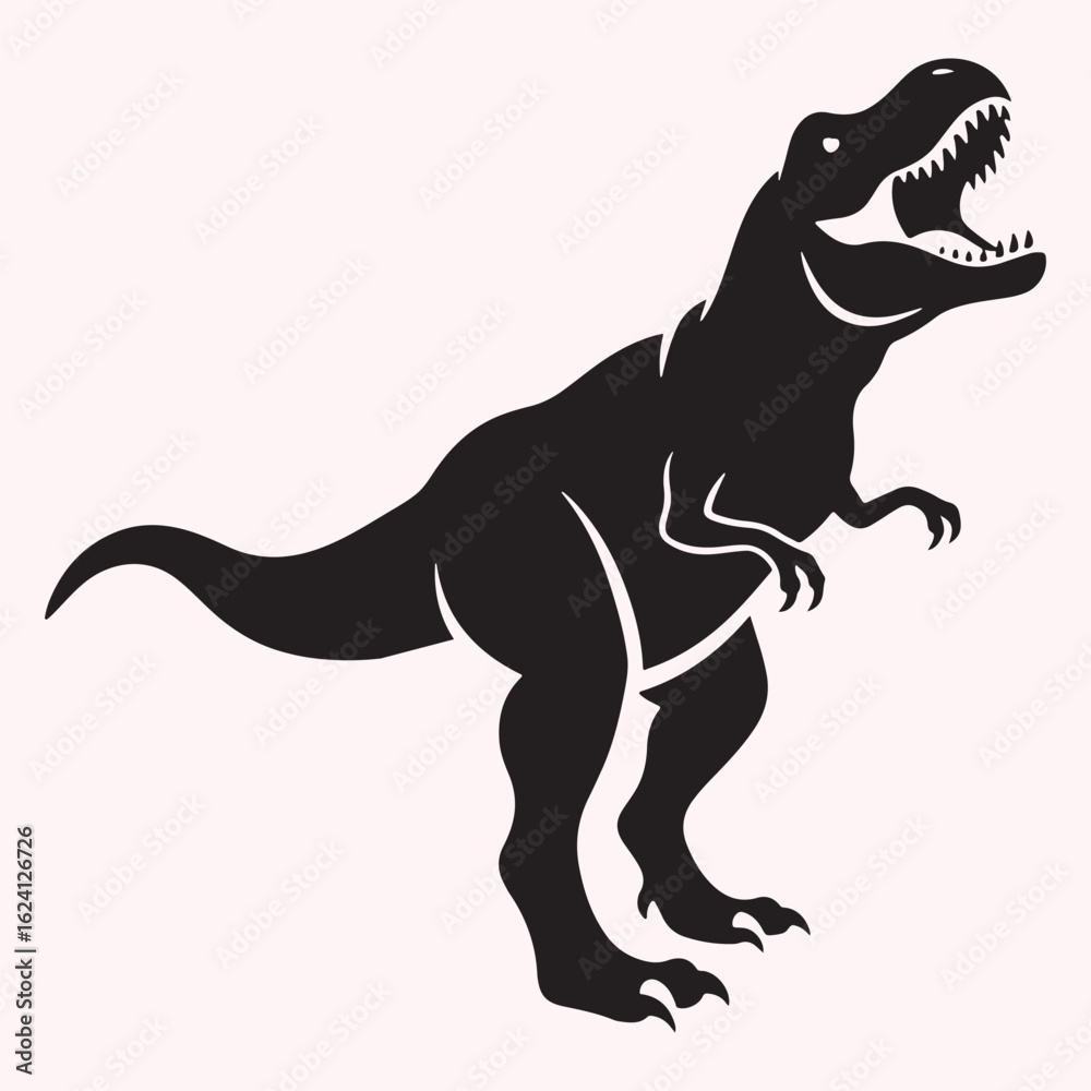 Naklejka premium Tyrannosaurus Rex Silhouette – Ferocious Dinosaur Vector Illustration