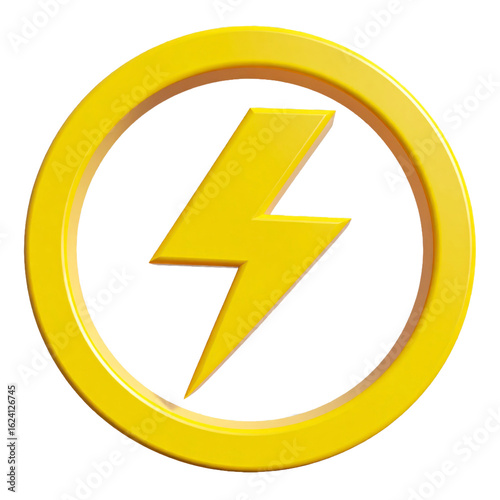 Free Download Yellow Lightning Bolt Inside Circle Symbol Isolated Transparent Background - GFXLoad