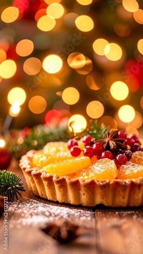Festive tart with citrus and berries