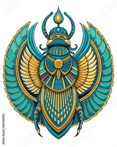 Egyptian Scarab Beetle with Wings