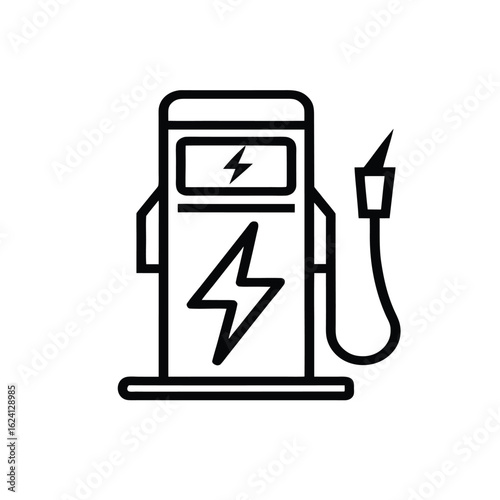 EV Charging Station Icon with Electric Pump Symbol