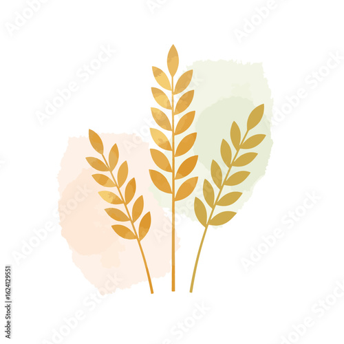 Elegant wheat illustration in soft pastels on bright background, nature's bounty