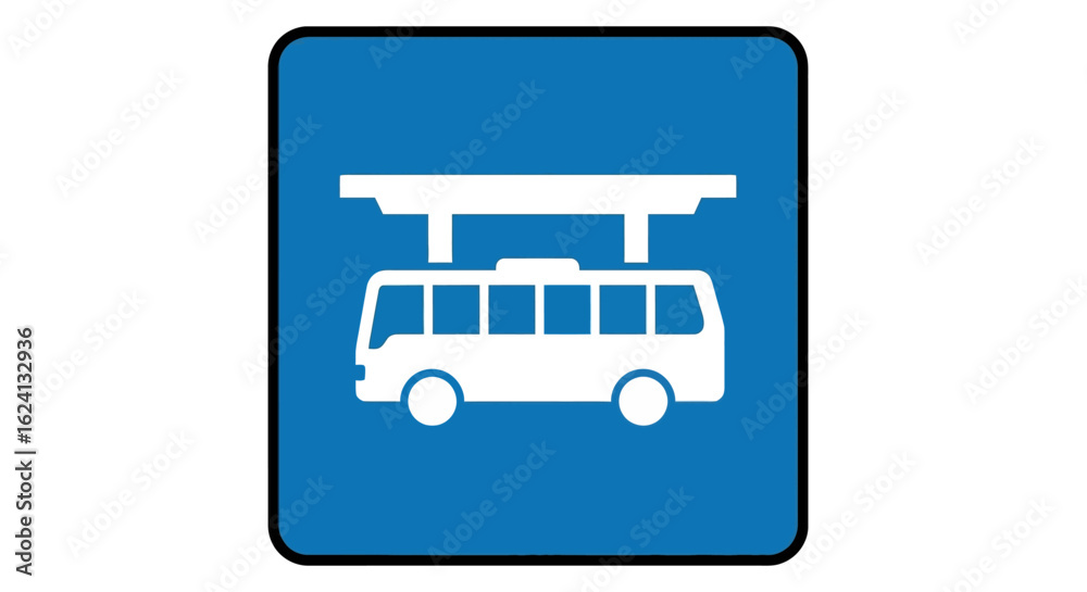 Public transport road sign for a bus station. A simple flat vector icon for urban transit, travel, and commuting concepts. Public transport road sign for a bus station. A simple flat vector icon for urban transit, travel, and commuting concepts.