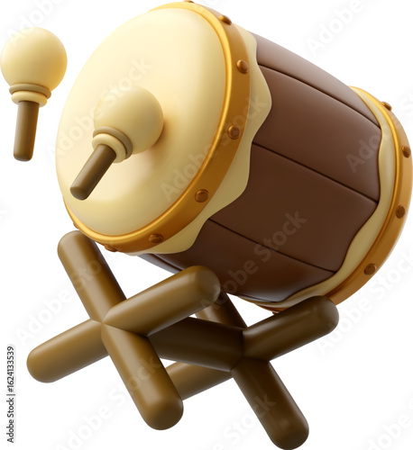 3d Vector Bedug drum for mosque, Ramadan and muslim celebration day concept.