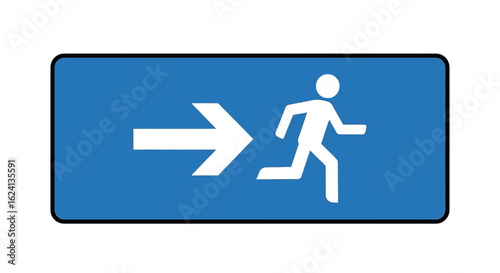 Emergency Exit Right Sign – Blue Safety Vector