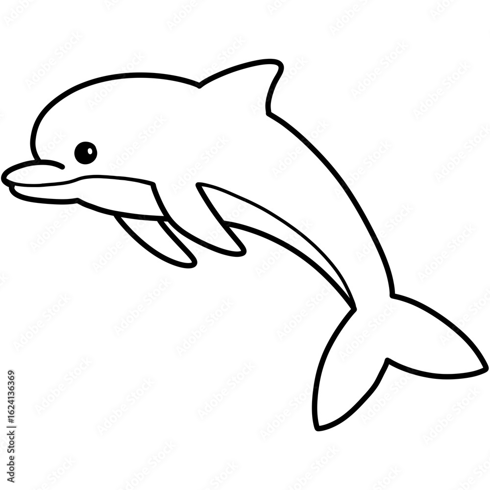 Fototapeta premium Hand drawn dolphin cartoon illustration outline 
