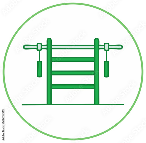 Green Minimalist Fitness Station Icon for Strength Training and Bodyweight Workouts