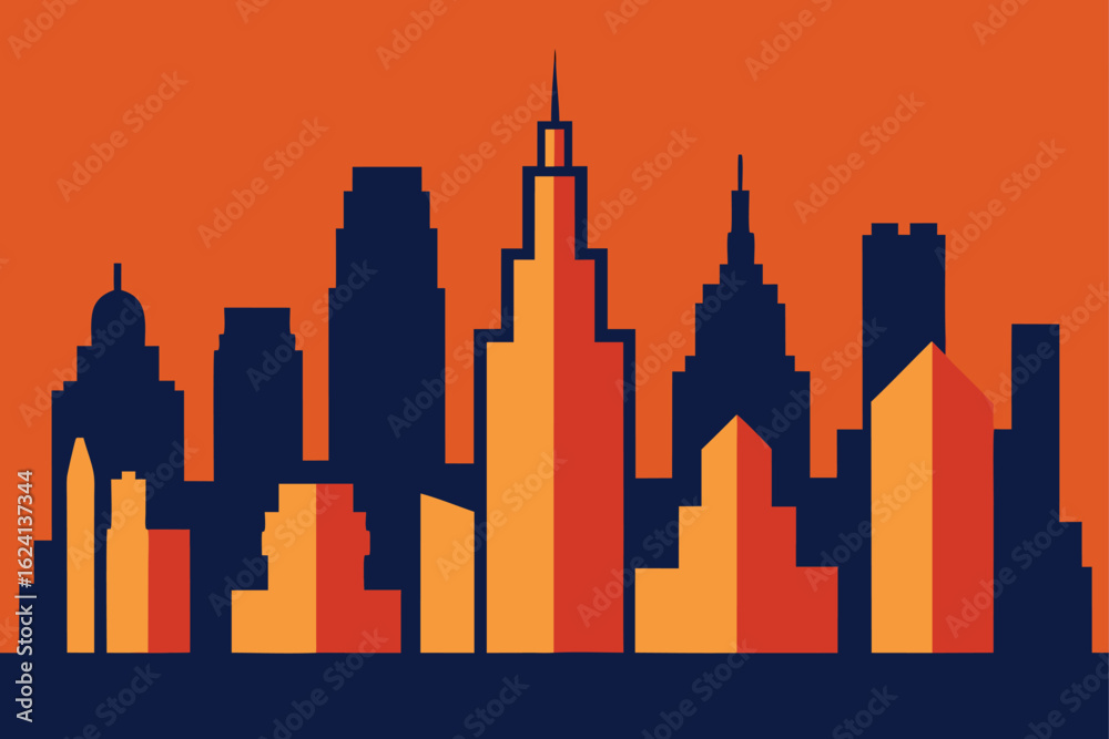Obraz premium iconic city skyline stylized as wallpaper (1).eps