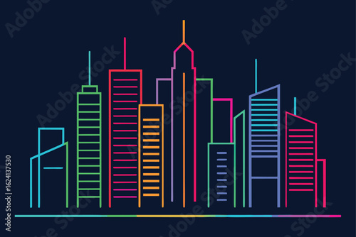 iconic high rises colored in neon outline   (1).eps