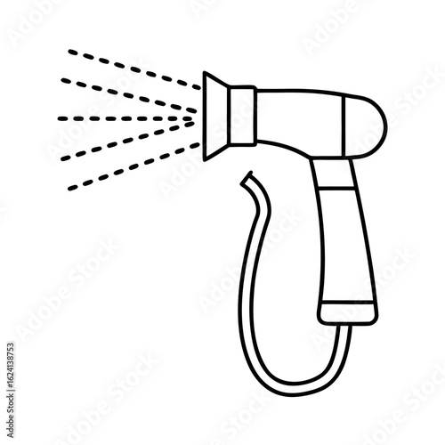 Handheld bidet spray nozzle with ergonomic grip and water jet illustration