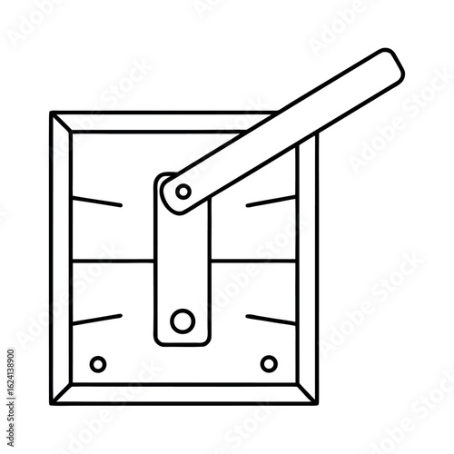 Illustration of a chimney damper with a handle and lever inside a pipe suitable for home improvement or hvac concepts