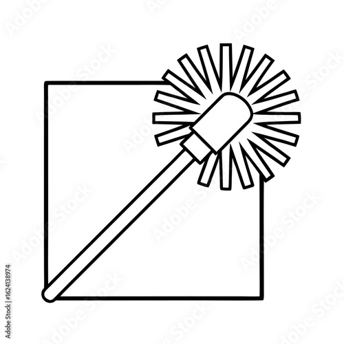 Round chimney sweep brush on a stick cleaning tool illustration