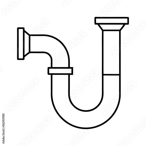 Detailed illustration of a curved p trap plumbing fixture beneath a sink showcasing water flow and drainage components