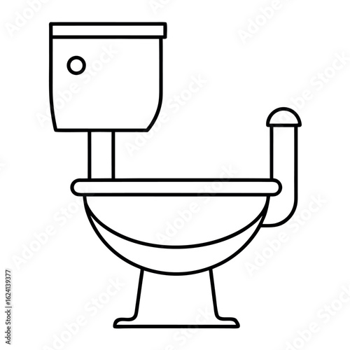 Illustration of a toilet tank and bowl with a visible flushing mechanism and water flow