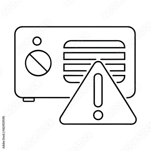 Heater overheat alert icon with warning symbol and red temperature indicator