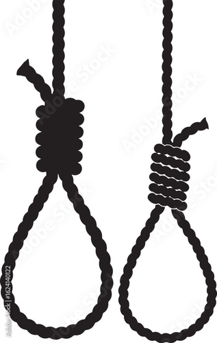 Two rope noose silhouettes against white background