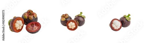 mangosteen fruits isolated on transparent background.
