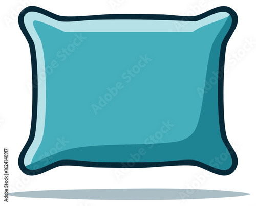 Simple teal pillow vector illustration for comfortable home and relaxation icon