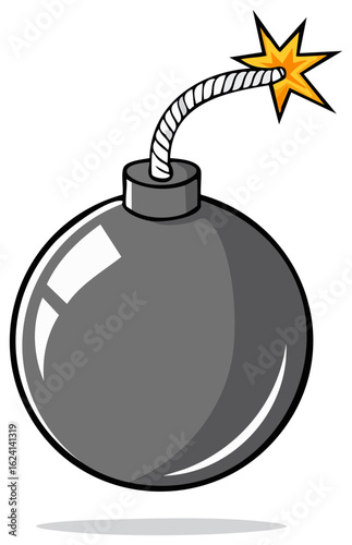 Cartoon Bomb with Burning Fuse