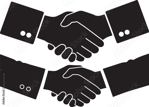 Two pairs of hands shaking in a silhouette