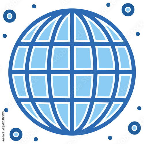 Stylized globe icon with Turkish evil eye nazar amulets symbolizing global connection and protection