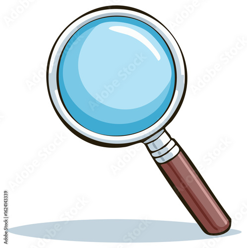 Cartoon Magnifying Glass Tool with Brown Handle for Investigation or Exploration