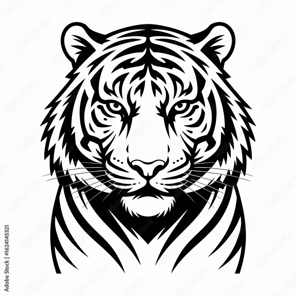 Powerful Majestic Tiger Face Illustration Detailed Majestic Fierce Animal Portrait Powerful Majestic Tiger Face Illustration Detailed Majestic Fierce Animal Portrait
