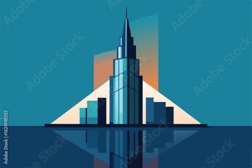 illustration of skyscraper with mirrored glass win.eps