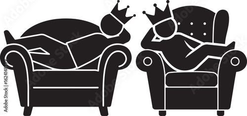 Two kings relaxing in armchairs silhouette