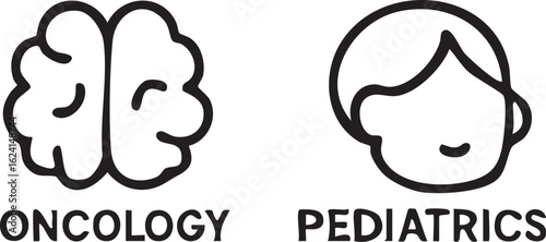 Oncology and Pediatrics Medical Icons.