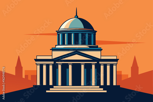 ink line drawing of classical architecture  .eps