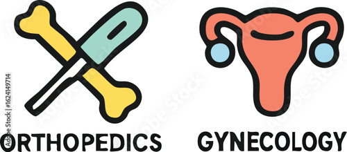 Orthopedics and Gynecology Medical Icons 1.