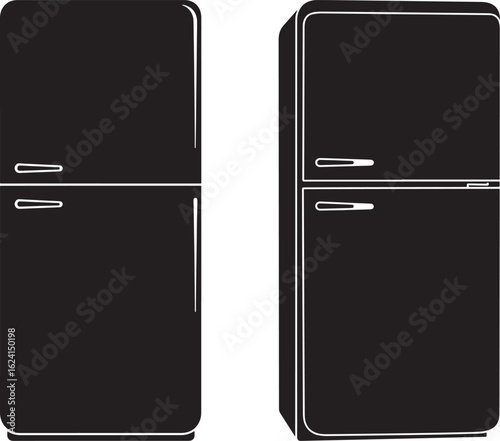 Two vintage refrigerators side by side silhouette