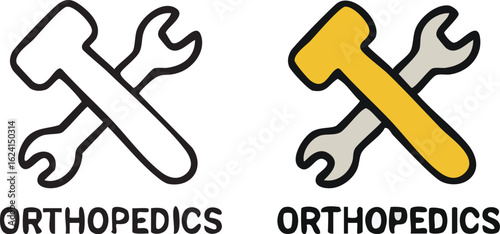 Orthopedics Hammer and Wrench Symbol.
