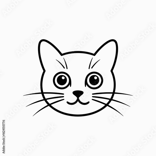 Adorable Simple Line Art Cute Cat Face Drawing for Kids and Animal Lovers