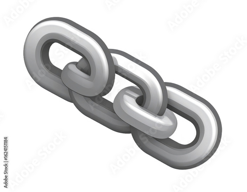Three-Dimensional Silver Chain on Transparent Background Isolated