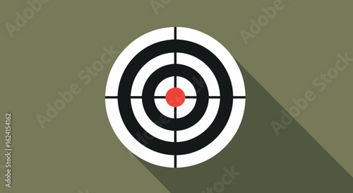 Stylized Target with Long Shadow, Illustration of Precision and Focus, Design for Marketing Ambitions or Business Objective