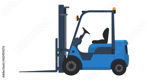 Vibrant Blue Forklift Illustration Highlighting Industrial Equipment and Logistics Functionality for Modern Applications