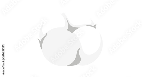 Delicate white cotton boll isolated on clean background, conveying softness and purity through simple aesthetic design
