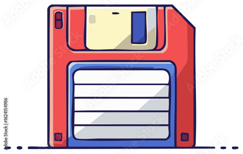 Retro floppy disk data storage symbol cartoon illustration