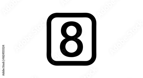Symmetrical glyph showing numerical representation within a rounded square frame