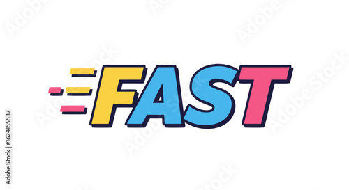 Vibrant Animated Word 'Fast' Displaying Speed, Agility and Quick Delivery, Ideal for Technology and Sports promotion