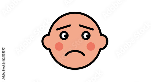 Expressive Cartoon Face Conveying Sorrowful Emotions Through Simplified Facial Features and Coloration